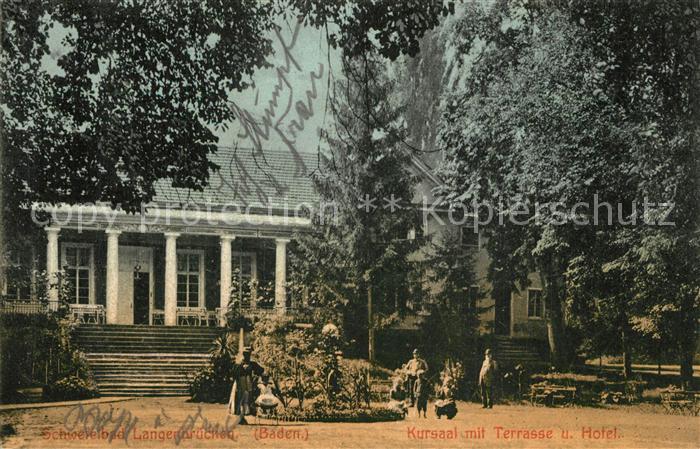 Langenbruecken Bad Schoenborn Schwefelbad Kursaal mit Terrasse und Hotel
