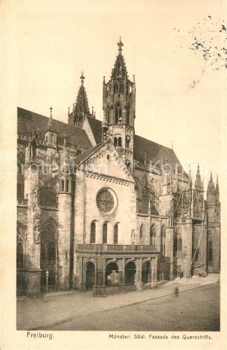 Freiburg Breisgau Muenster Suedliche Fassade des Querschiffs Veltens Lichtdruck