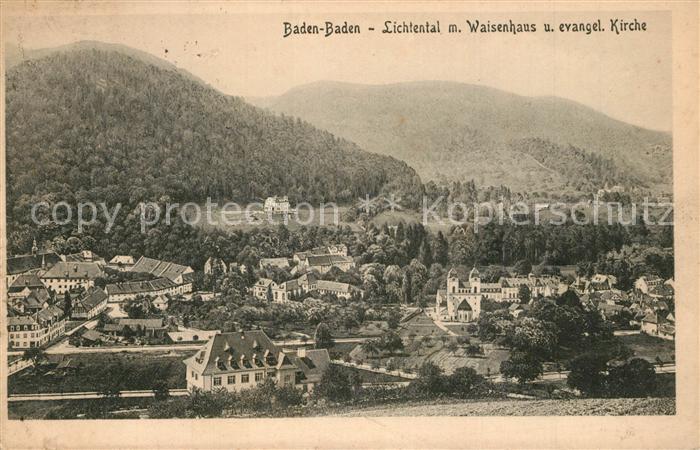Lichtental Panorama mit Waisenhaus und Kirche