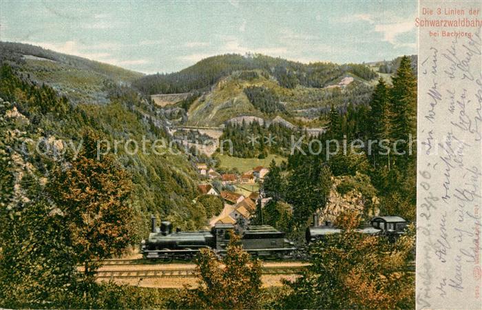 Triberg Schwarzwald Die 3 Linien der Schwarzwaldbahn beim Bachjoerg Eisenbahn La