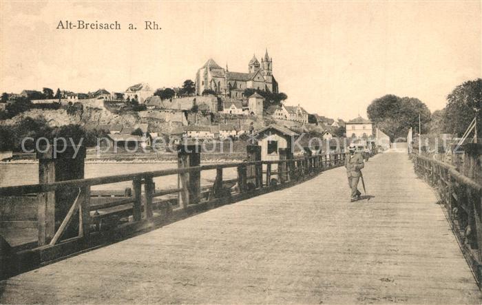Breisach Rhein Schiffsbruecke Blick zum Muenster