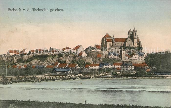 Breisach Rhein Ansicht von Rheinseite aus Schiffsbruecke Muenster
