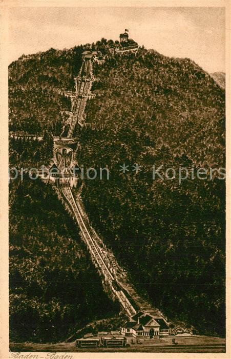 BADEN-BADEN BW Drahtseilbahn auf den Merkur Kuenstlerkarte