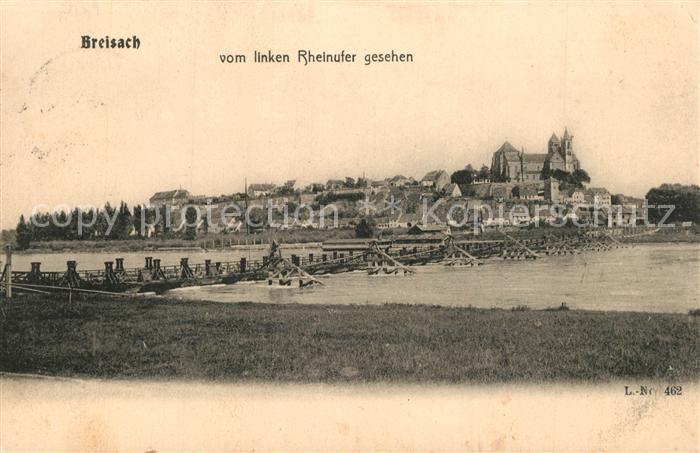Breisach Rhein vom linken Rheinufer gesehen Schiffsbruecke Muenster