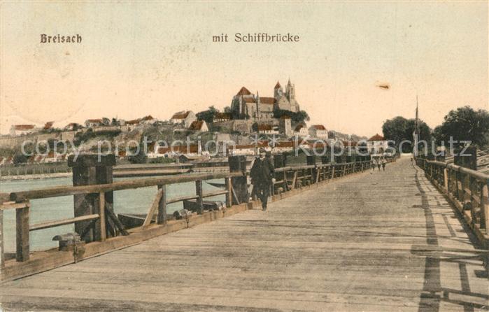 Breisach Rhein Schiffsbruecke Blick zum Muenster