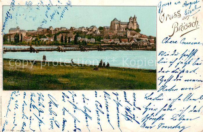 Breisach Rhein Rheinufer Schiffsbruecke Blick zum Muenster Deutsche Reichspost