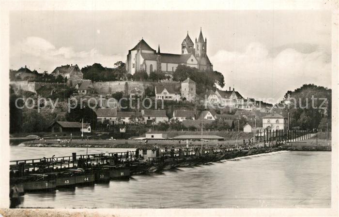 Breisach Rhein Schiffsbruecke Blick zum Muenster