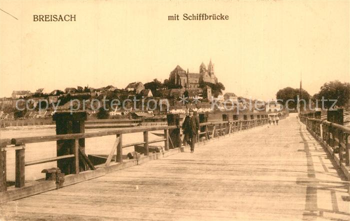 Breisach Rhein Schiffsbruecke Blick zum Muenster