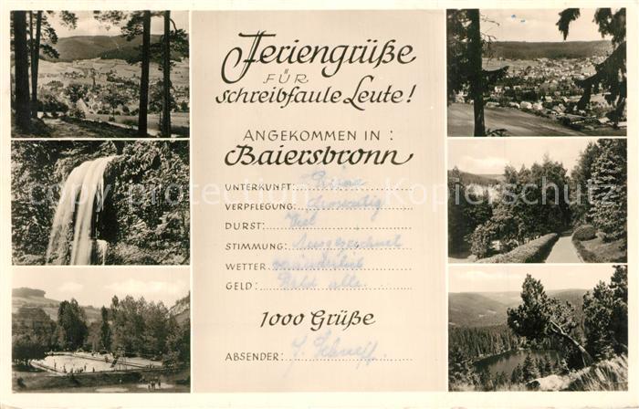 Baiersbronn Schwarzwald Teilansichten Landschaftspanorama Wasserfall Freibad