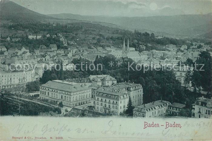 BADEN-BADEN BW Stadtpanorama im Mondschein