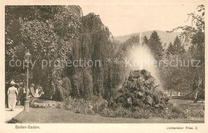 BADEN-BADEN BW Lichtentaler Allee Park Fontaene Veltens Lichtdruck Ansichtskart