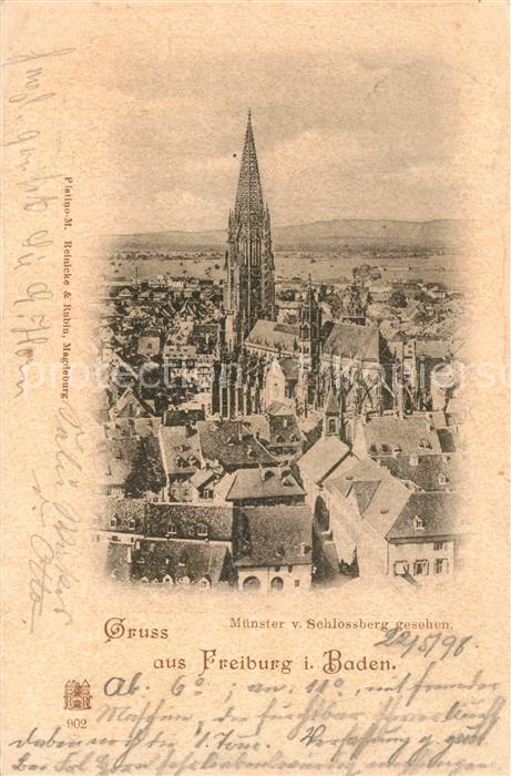 Freiburg Breisgau Muenster vom Schlossberg gesehen Deutsche Reichspost