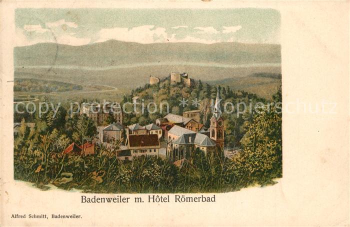 BADENWEILER BW Teilansicht mit Hotel Roemerbad Burgruine