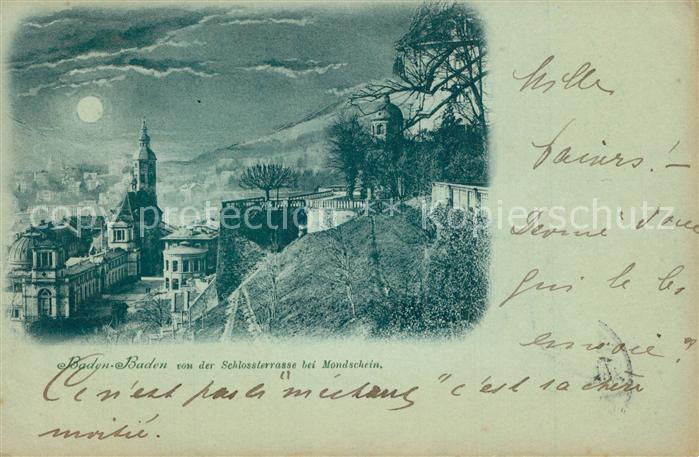 BADEN-BADEN BW Panorama im Mondschein von Schlossterrasse aus gesehen
