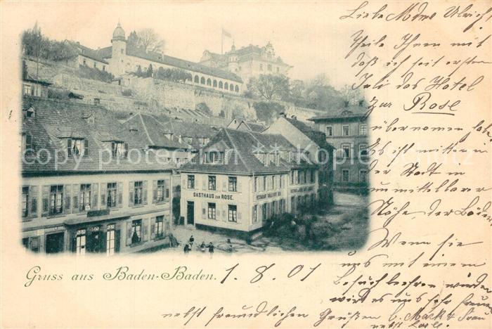 BADEN-BADEN BW Blick zum Schloss Gasthaus zur Rose