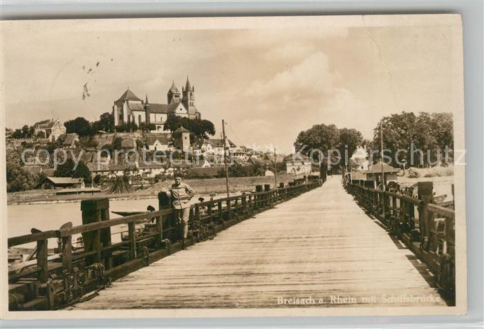 Breisach Rhein Schiffsbruecke Blick zum Muenster