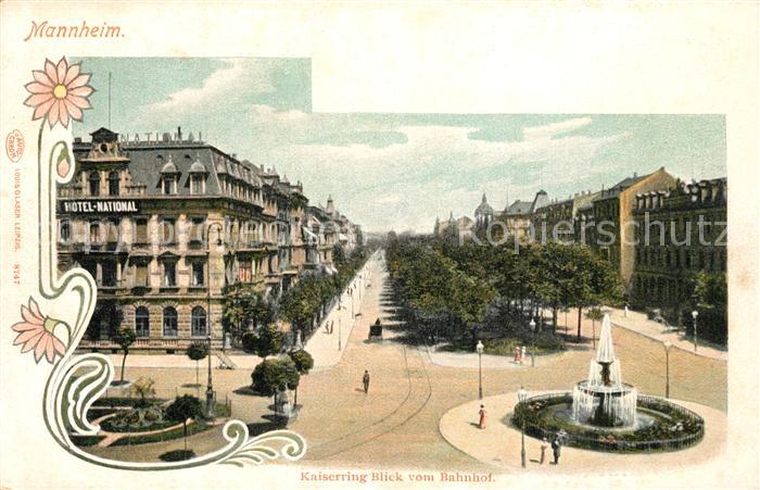 MANNHEIM BW Kaiserring Blick vom Bahnhof Brunnen