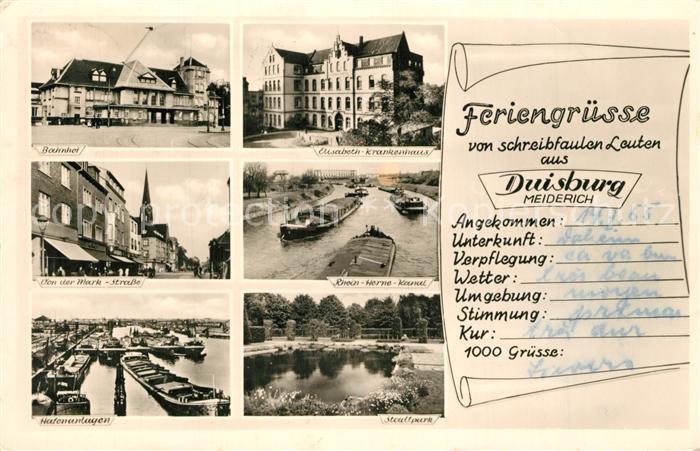 Meiderich Duisburg Bahnhof Elisabeeth Krankenhaus Rhein Herne Kanal