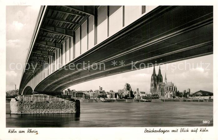 Koeln Rhein Brueckenbogen Blick auf Koeln