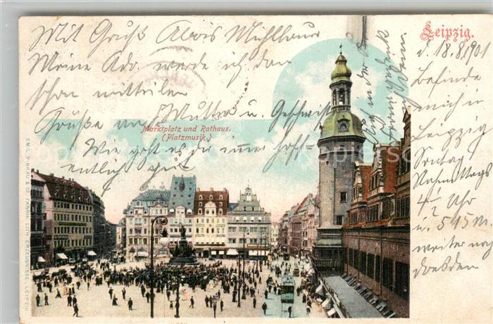 LEIPZIG Sachsen Marktplatz Rathaus Strassenbahn Platzmusik