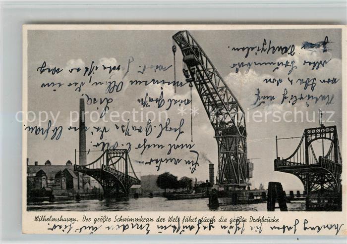 Wilhelmshaven  CITY Groesster Schwimmkran der Welt Drehbruecke