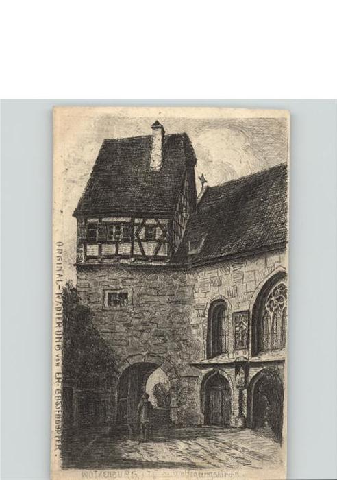 Rothenburg Tauber St. Wolfgangskirche Radierung Geissendo