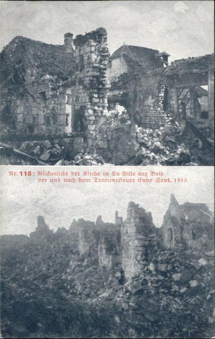 La Ville-aux-Bois Kirche Zerstörung