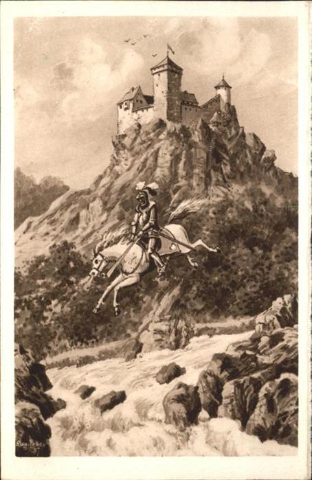 Altenahr Burg Pferd Ritter Fluss
