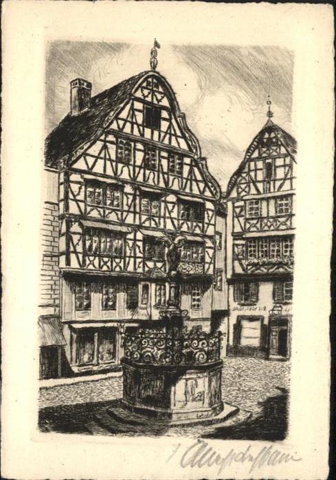 BERNKASTEL-KUES Berncastel Rheinland-Pfalz Marktplatz Original Radierung Handabz