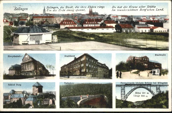 SOLINGEN NRW Bahnhof Stadthaus Schloss Burg