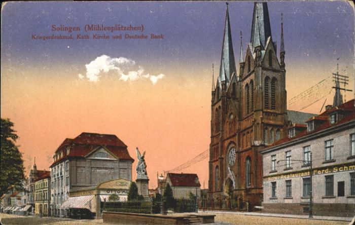 SOLINGEN NRW Muehlenplaetzchen Denkmal Kirche Deutsche Bank *