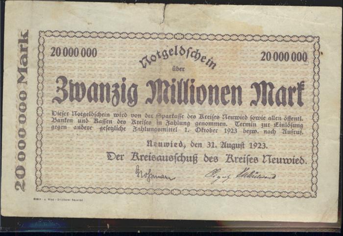 Neuwied Rhein Neuwied Notgeldschein