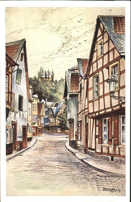 Linz Rhein Brüderstrasse Künstlerkarte *