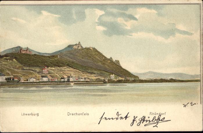 Drachenfels Löwenburg Rhöndorf Künstler W. E. *