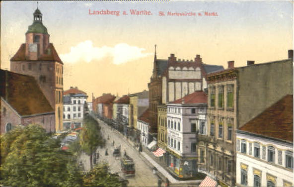 wd00409 Landsberg Warthe Kirche Markt x 1910  