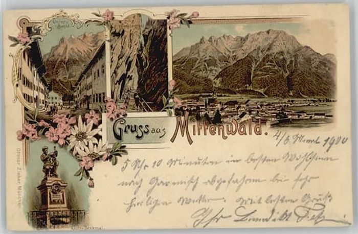 Mittenwald Bayern Mittenwald Klotz Denkmal  x 1900