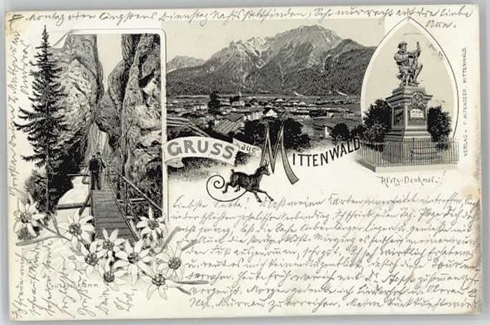 Mittenwald Bayern Mittenwald Klotz Denkmal x 1897