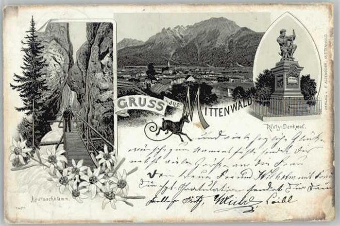 Mittenwald Bayern Mittenwald Klotz Denkmal x 1899