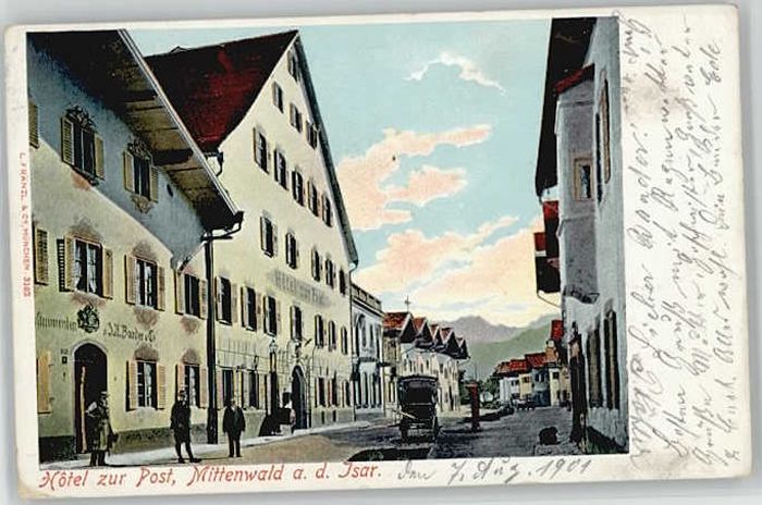 Mittenwald Bayern Mittenwald Hotel Post x 1901