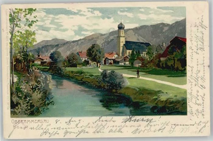 Diemer Zeno Litho Oberammergau KünstlerZeno Diemer x 1900