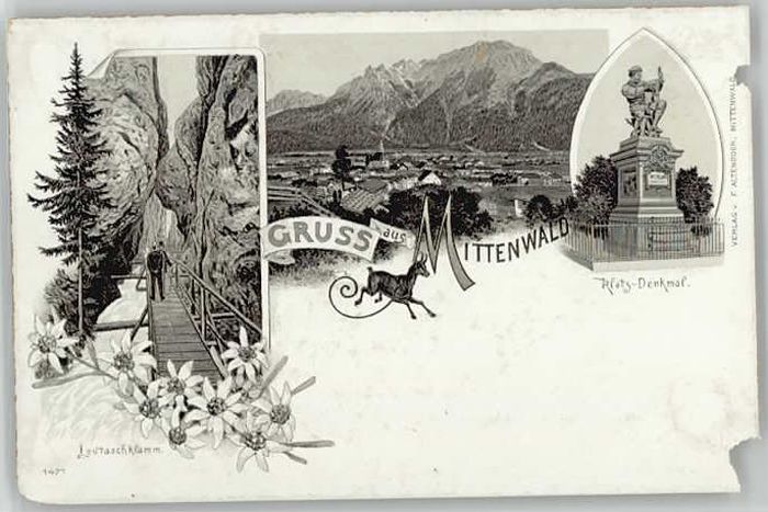 Mittenwald Bayern Mittenwald Leutaschklamm ungelaufen ca.