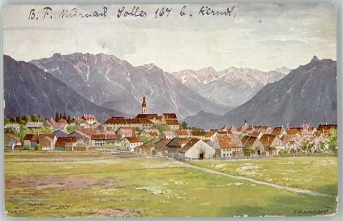 Murnau Staffelsee Künstlerkarte F. Bernhard x 1911