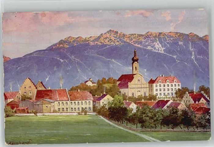 Murnau Staffelsee Künstlerkarte F. Bernhard x 1914