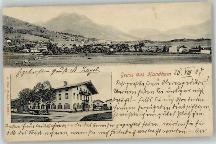 Hundham Miesbach Gasthof Leitner x 1907