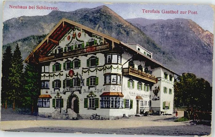 Neuhaus Schliersee Gasthof Post ungelaufen ca. 1920