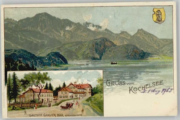 Kochel See Gasthof Grauer Baer ungelaufen ca. 1900