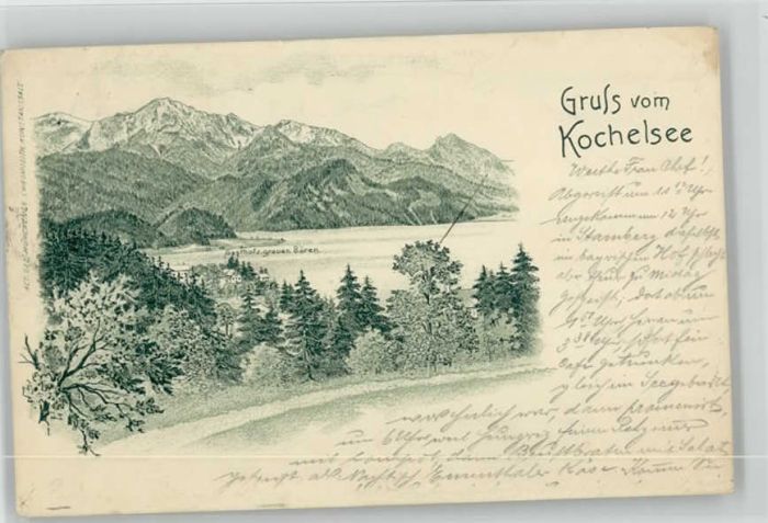 Kochel See Gasthof Grauer Baer x 1899