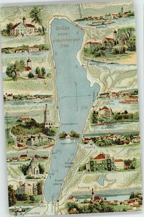 Tutzing Fliegeraufnahme Schloss Berg  ungelaufe