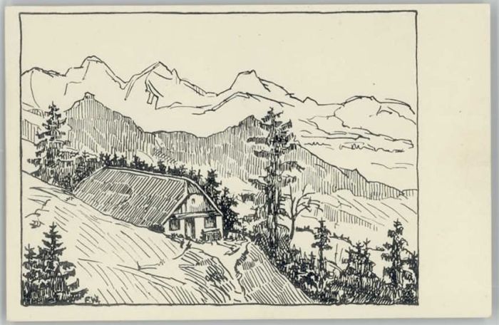 Freimann Oberbayern Hüttenbaustein Künstlerkarte ungelaufen