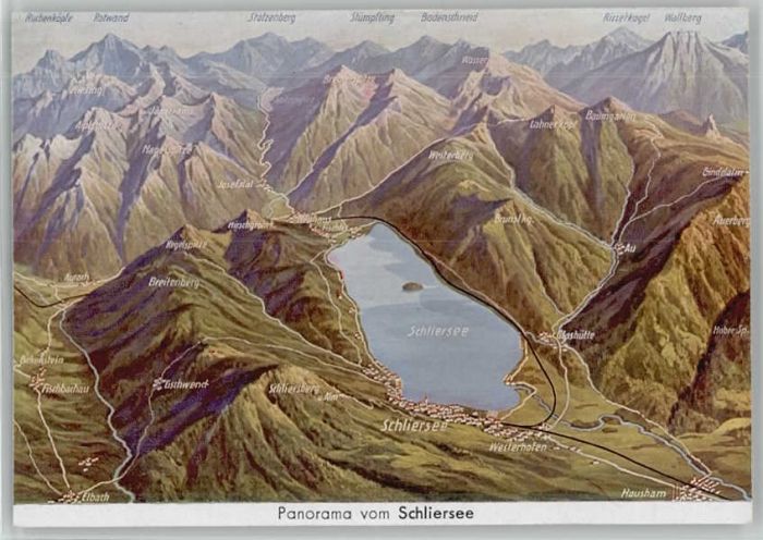 Schliersee Fliegeraufnahme ungelaufen ca. 1920